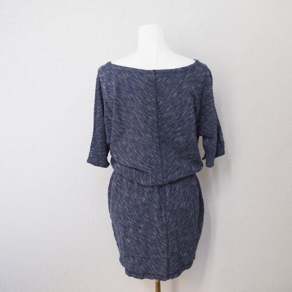 Vintage Woolrich Extra Large Drawstring Waist Navy Striped Dress 100% Cotton - Picture 7 of 13